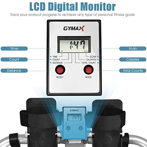 Hydraulic Rowing Machine with Adjustable Cylinder Resistance up to 110lbs & LCD Monitor V9029