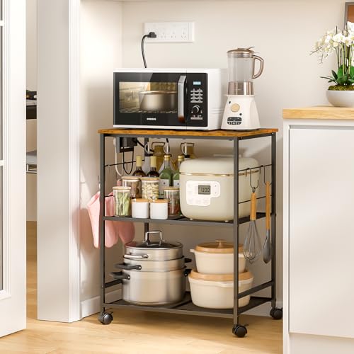 3 Tier Rolling Kitchen Cart with Lockable Wheels Y3803