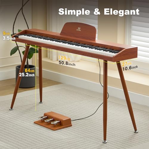88 Key Semi Weighted Digital Piano Keyboard with 3-Pedal Unit, Built-In Speakers, USB/MIDI (Black) Z290