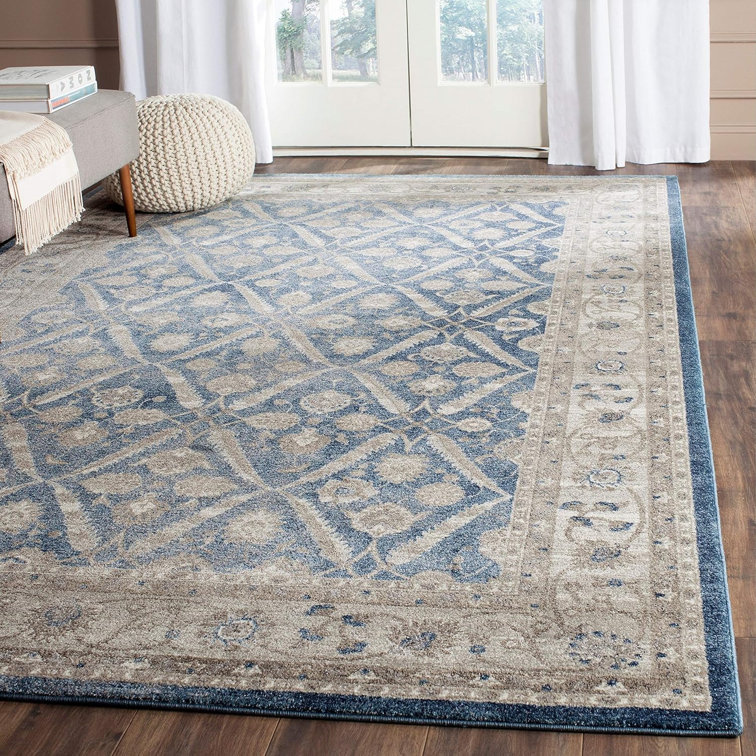 9' x 12' Blue & Beige Vintage Oriental Area Rug N818887