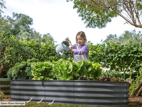 Gray 6×3×1ft Galvanized Metal Raised Garden Bed M6236