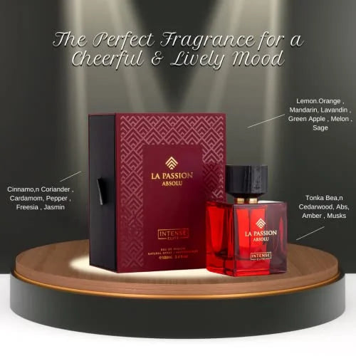 Intense Elite La Passion For Men EDP, Eau de Parfum Men 100ML (3.4Oz), Musk & Amber Perfume H77588