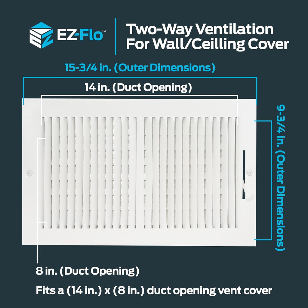 14 x 8 Inch White Solid Steel Air Vent Cover B149978