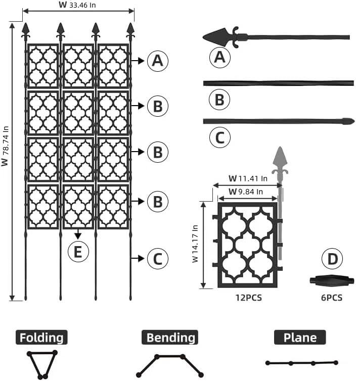 3 Pack Rustproof Metal Garden Trellis (White, Large) A26934