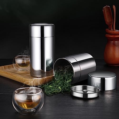 Stainless Steel Tea Canister with Airtight Double Lids (550ml) B1722