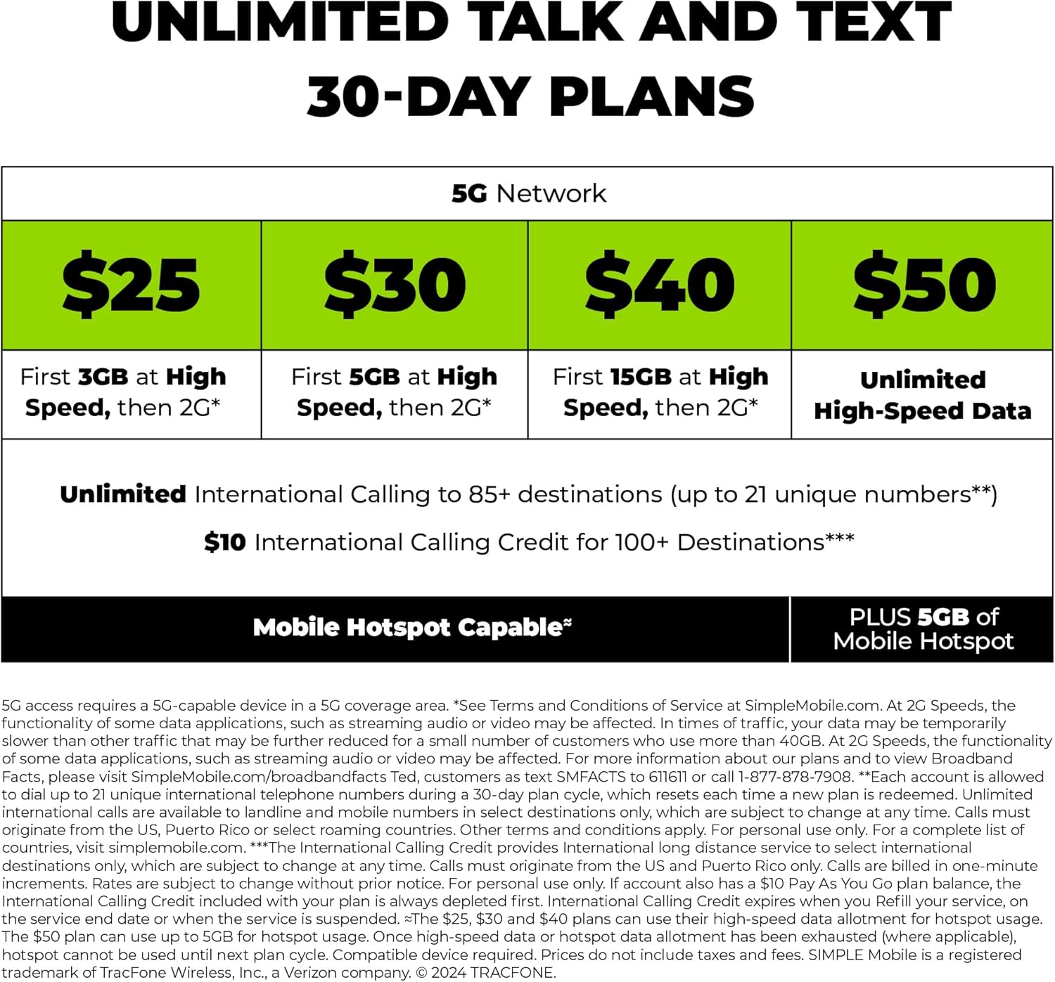 $30 5 GB Data, Unlimited Talk & Text Plan A9377