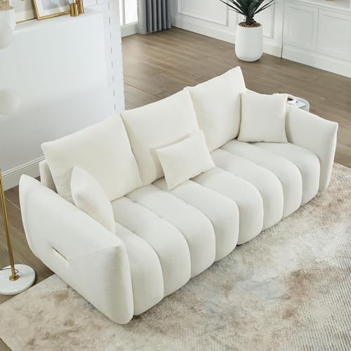 Black Oversized 3 Seater Boucle Sofa with 3 Pillows N5025