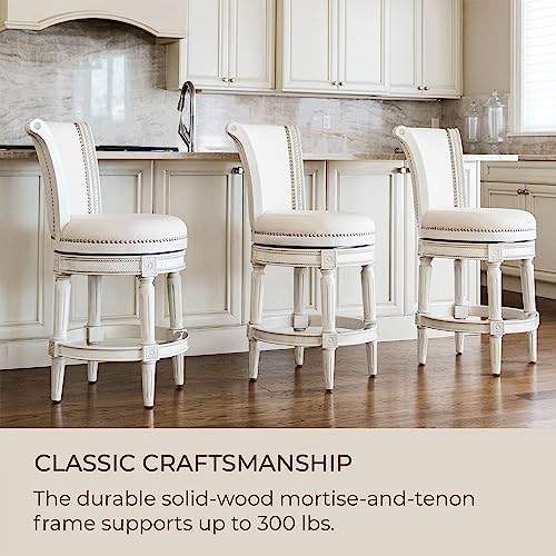 Weathered Oak Finish Sand Color Fabric Upholstered Barstool with Back, Set of 3 Y81578