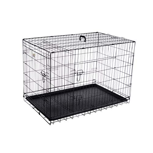 42-Inch Collapsible Dog Crate with Divider Wall Panel (Black) I710924