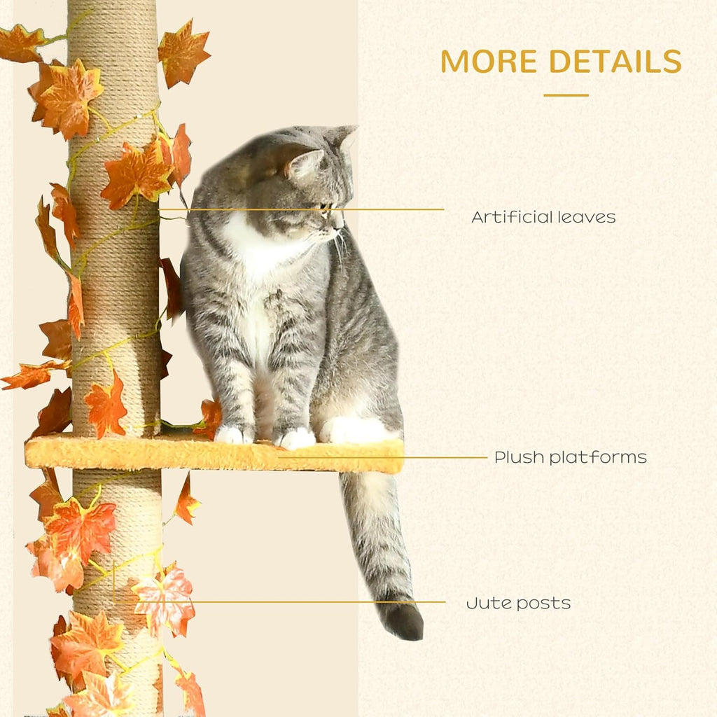 80" - 95" Adjustable 3-Level Cat Tree with Sisal Scratching Post C83812