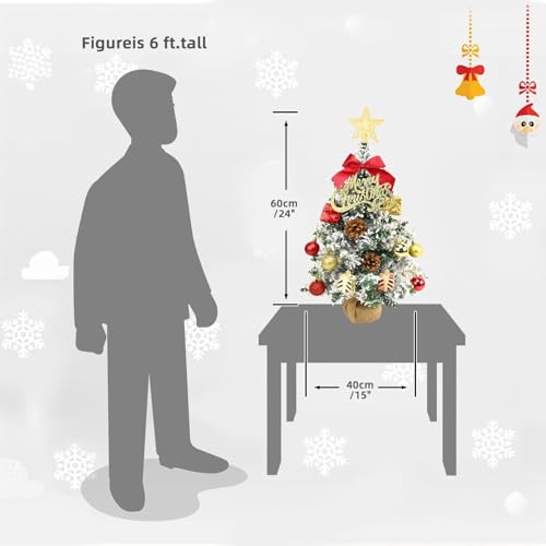 24 Inch Green Artificial Tabletop Christmas Tree with LED Lights C98150