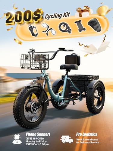 Electric Tricycle 20" Fat Tire 3 Wheel Folding with Large Rear Basket Y46505