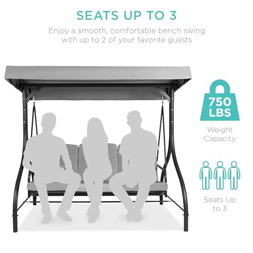 3-Seat Outdoor Canopy Swing Glider with Removable Cushions J5423