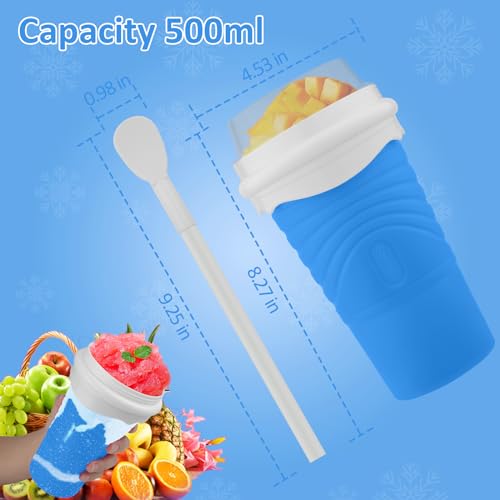 Pink Double Layers Silica Slushie Maker Cup with Lid & Straw G160067