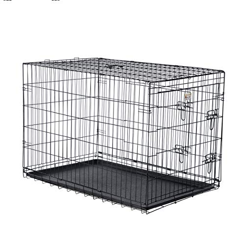 42-Inch Collapsible Dog Crate with Divider Wall Panel (Black) I710924