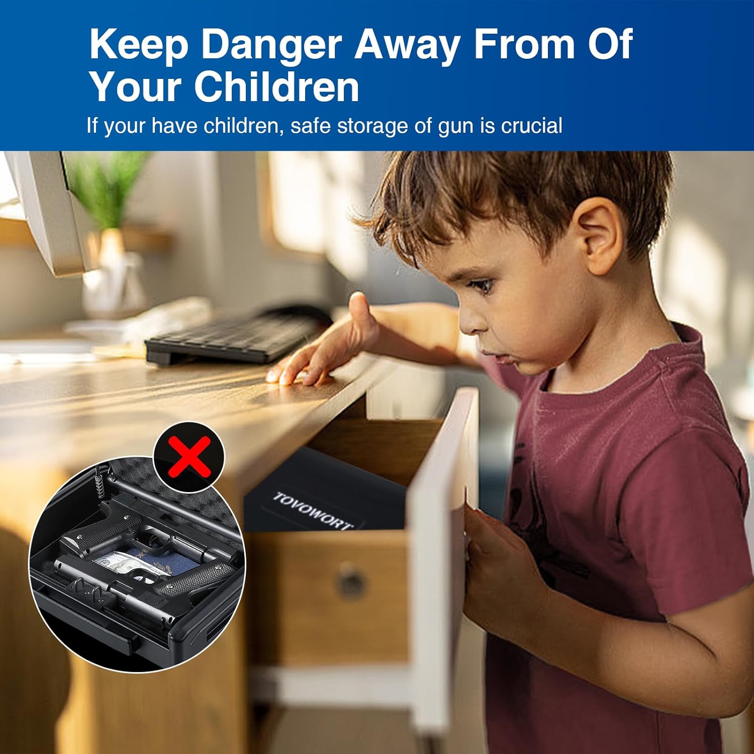 Black Biometric Gun Safe for Handgun with 2 Capacity T424523