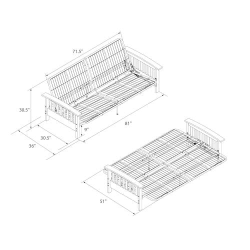 Brown Full Size Wood and Black Metal Futon Frame O29045
