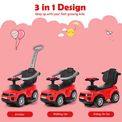 3 in 1 Ride on Push Car with Parental Handle (Pink) L557