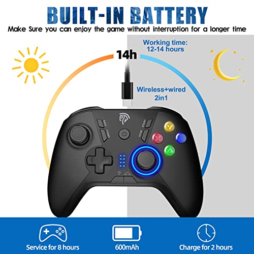 Wireless Gaming Controller with Dual Vibrate and 4 Customized Keys G6288