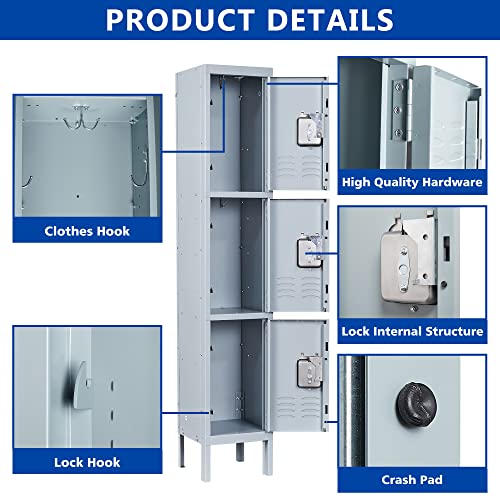 Black Gray 1 Door 71" Metal Locker Storage Cabinet Y151626