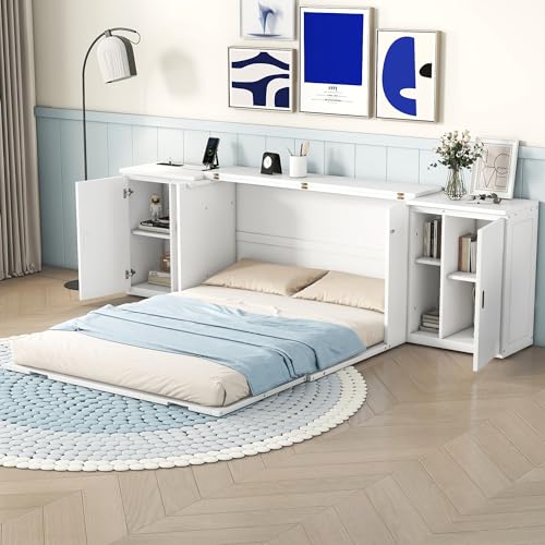 Queen Size Solid Wood Murphy Bed with USB Ports J1961