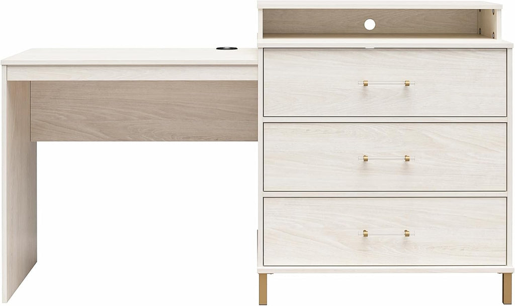 White Oak Dresser/Desk Combo with Wireless-charger D343
