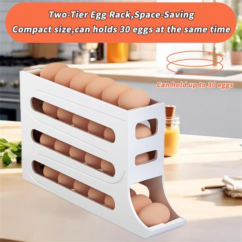 30 Egg Container Auto Rolling Egg Tray Storage (Gray) C2699