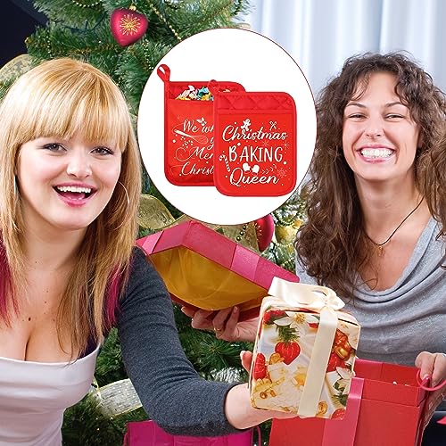 24 Piece Red Christmas Pot Holders with Pockets Oven Mitts S326868