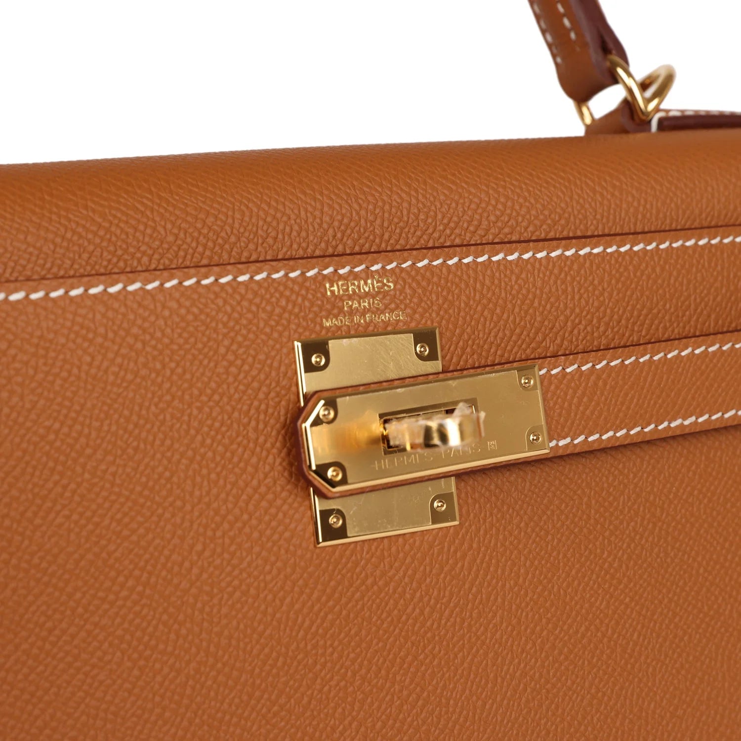 Gold Epsom Leather Kelly Sellier 28 E3230
