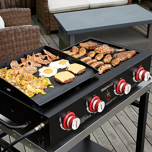 4-Burner Portable Propane Gas Grill and Griddle Combo, Black O882