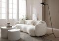 Beige Boucle Upholstered 4-Seat Curved Sofa with 3 Throw Pillows N45670