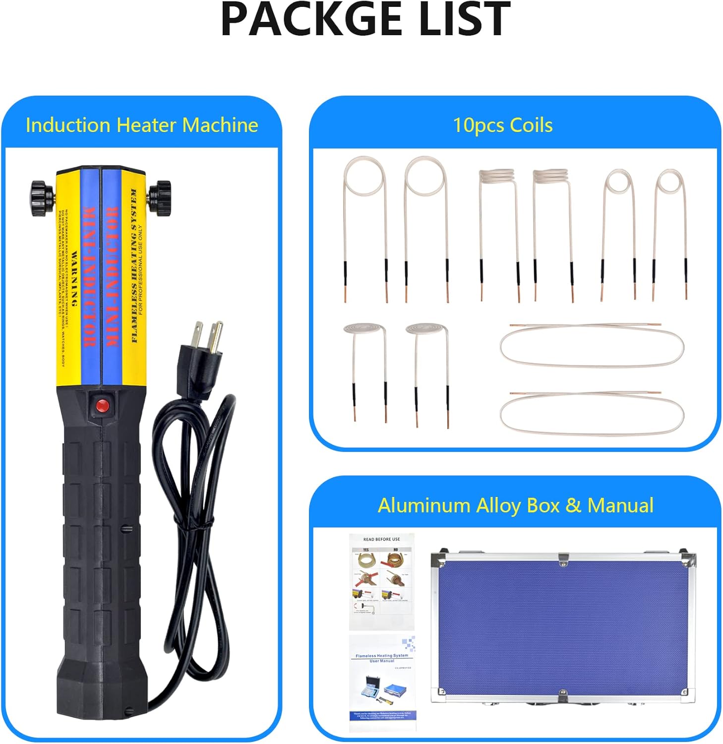 Magnetic Induction Heater 10 Coils 1000W 110V Flameless Hand Held Automotive Electromagnetic Disassembly Repair Set D722426