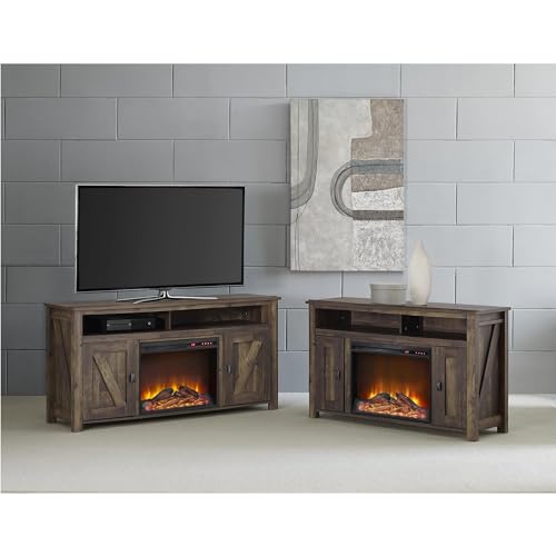 Black Oak Electric Fireplace Console TV Stand O65949