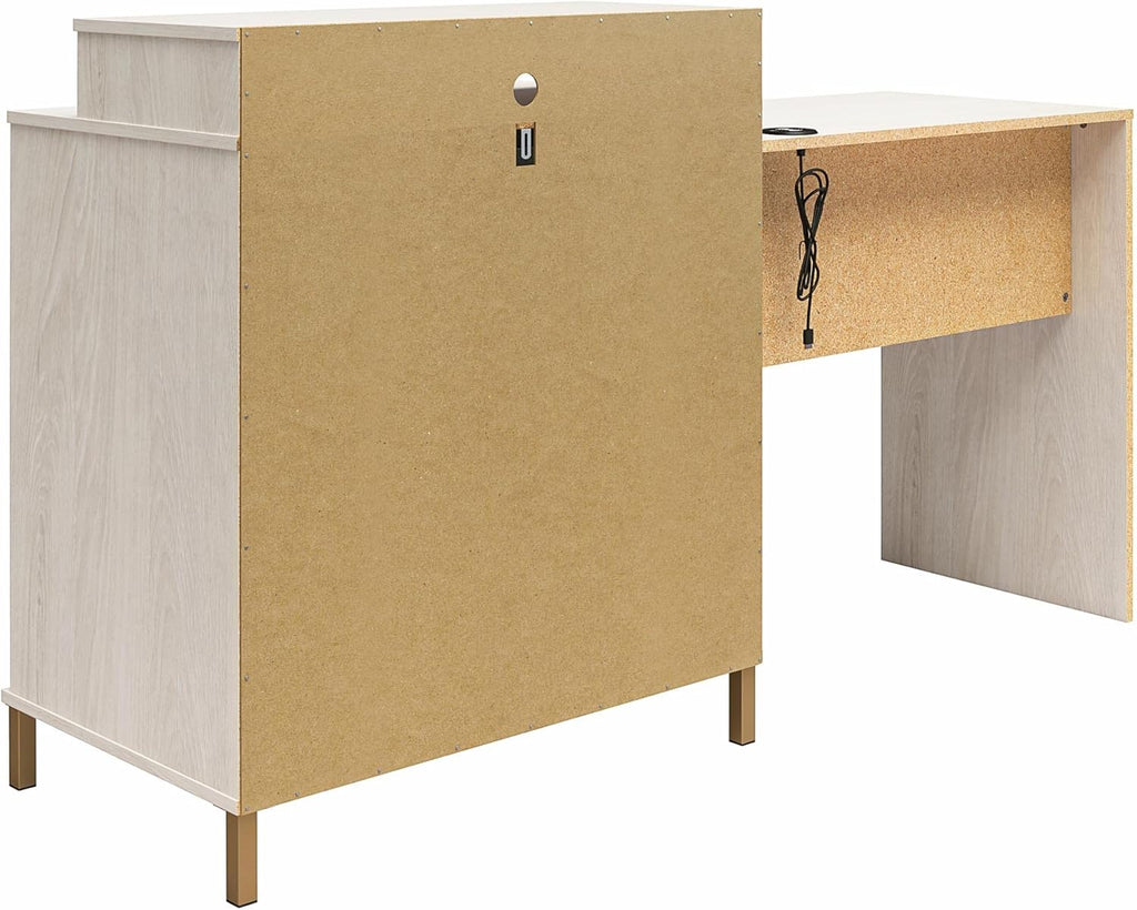 White Oak Dresser/Desk Combo with Wireless-charger D343