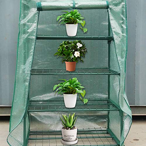 4 Tier Greenhouse Replacement Cover with Roll-Up Zipper Door PE Plant Greenhouse Cover R886