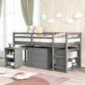 Gray Twin Low Loft Bed with Desk E145973