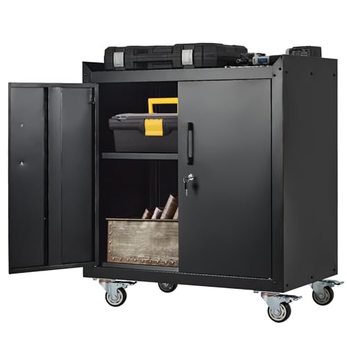 2 Door Lockable Metal Rolling Tool Cabinet with Adjustable Shelves K855