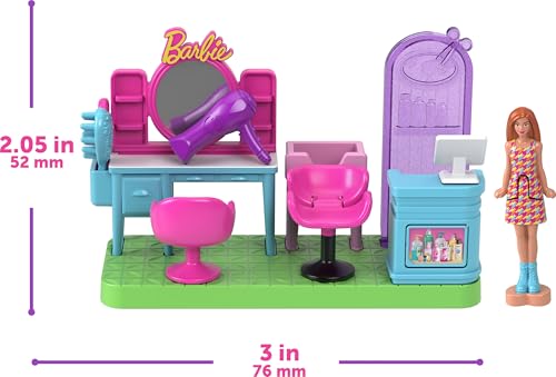 Mini Land DreamHouse & 3 Playsets with 4 1.5-Inch Dolls, Doll House Furniture & Accessories S44945