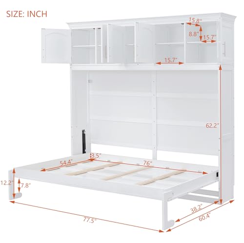Full Size Murphy Bed with Drawer, Gray Q7150