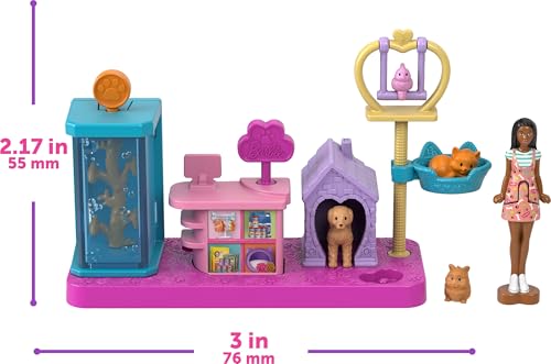 Mini Land DreamHouse & 3 Playsets with 4 1.5-Inch Dolls, Doll House Furniture & Accessories S44945