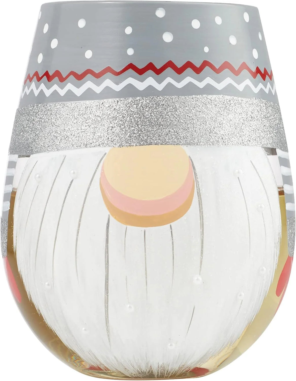Sweet Gnome Hand-Painted Artisan Stemless Wine Glass, 20 Ounce, Multicolor S922
