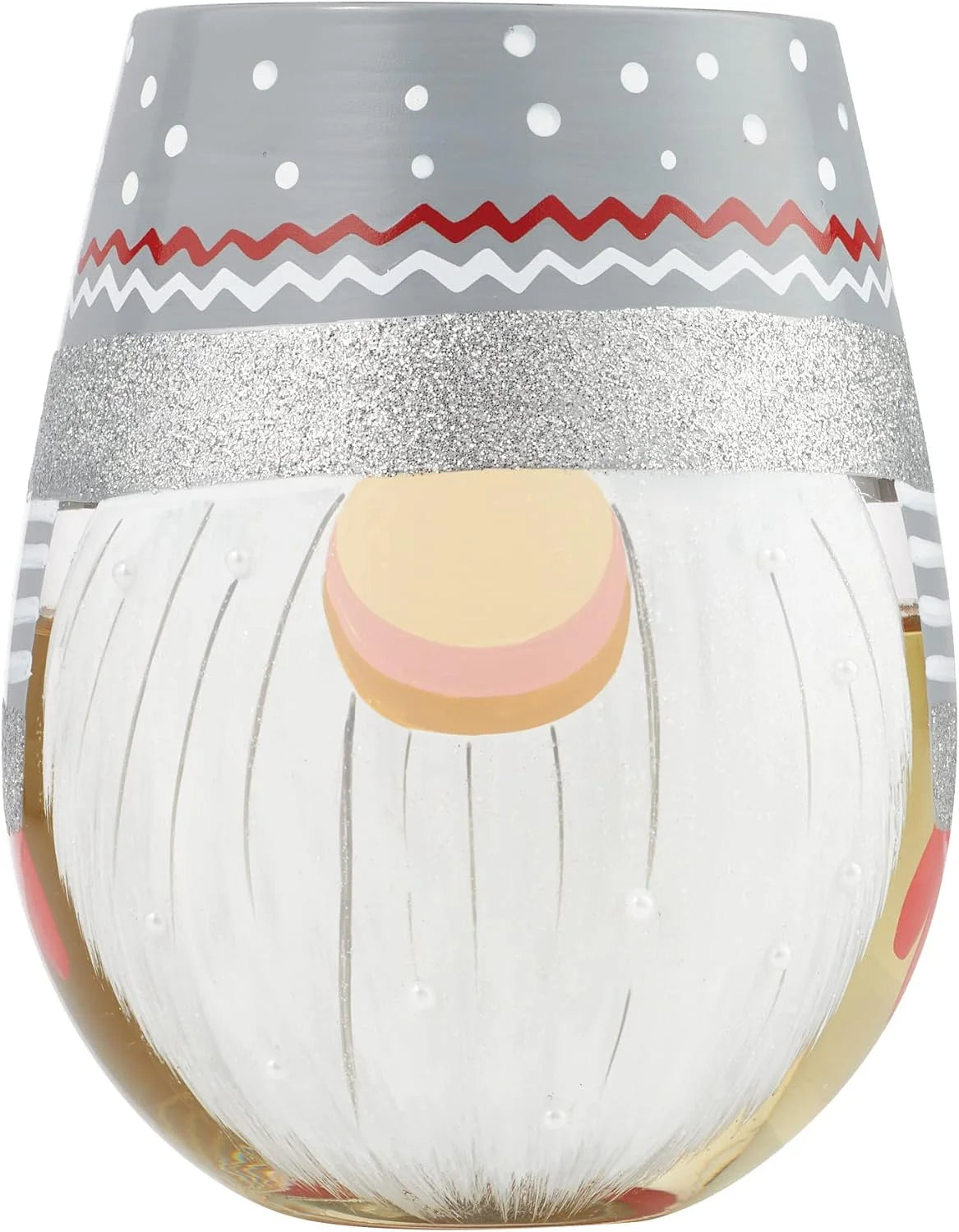 Sweet Gnome Hand-Painted Artisan Stemless Wine Glass, 20 Ounce, Multicolor S922