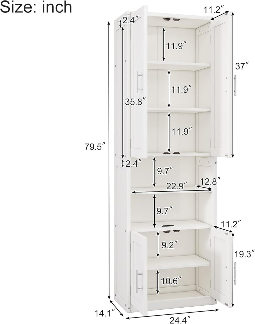 White Queen Size Solid Pine Murphy Bed with Desk and Storage Cabinet D97360