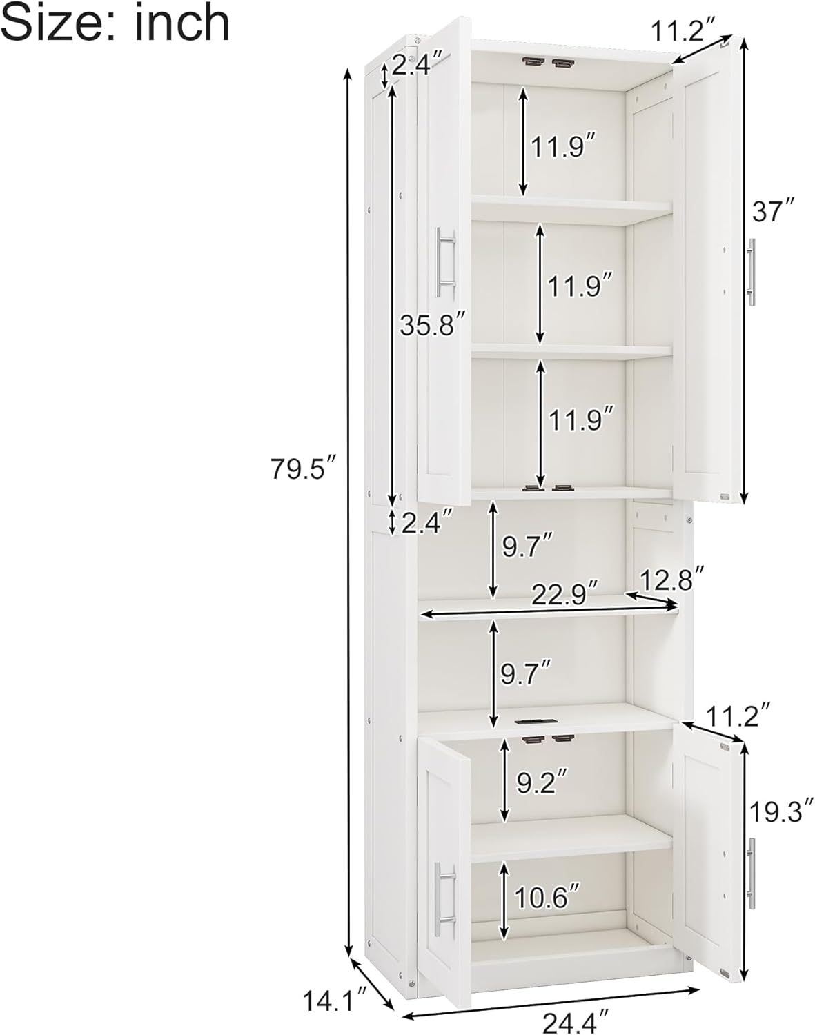 White Queen Size Solid Pine Murphy Bed with Desk and Storage Cabinet D97360