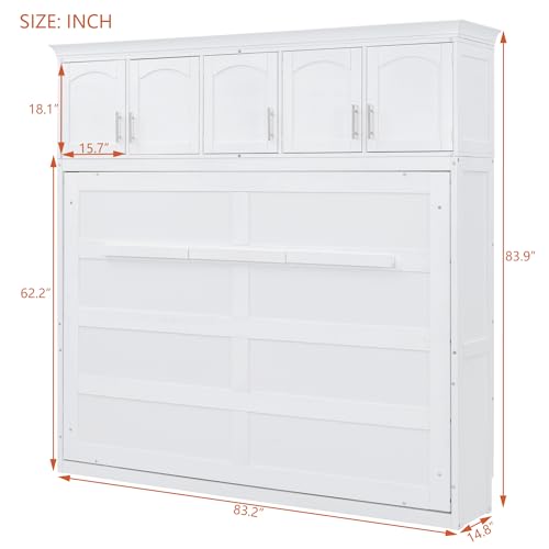 Full Size Murphy Bed with Drawer, Gray Q7150