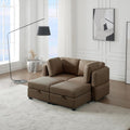 Brown Modular Sectional Sleeper Sofa with 2 Ottomans and Adjustable Arms Y45500