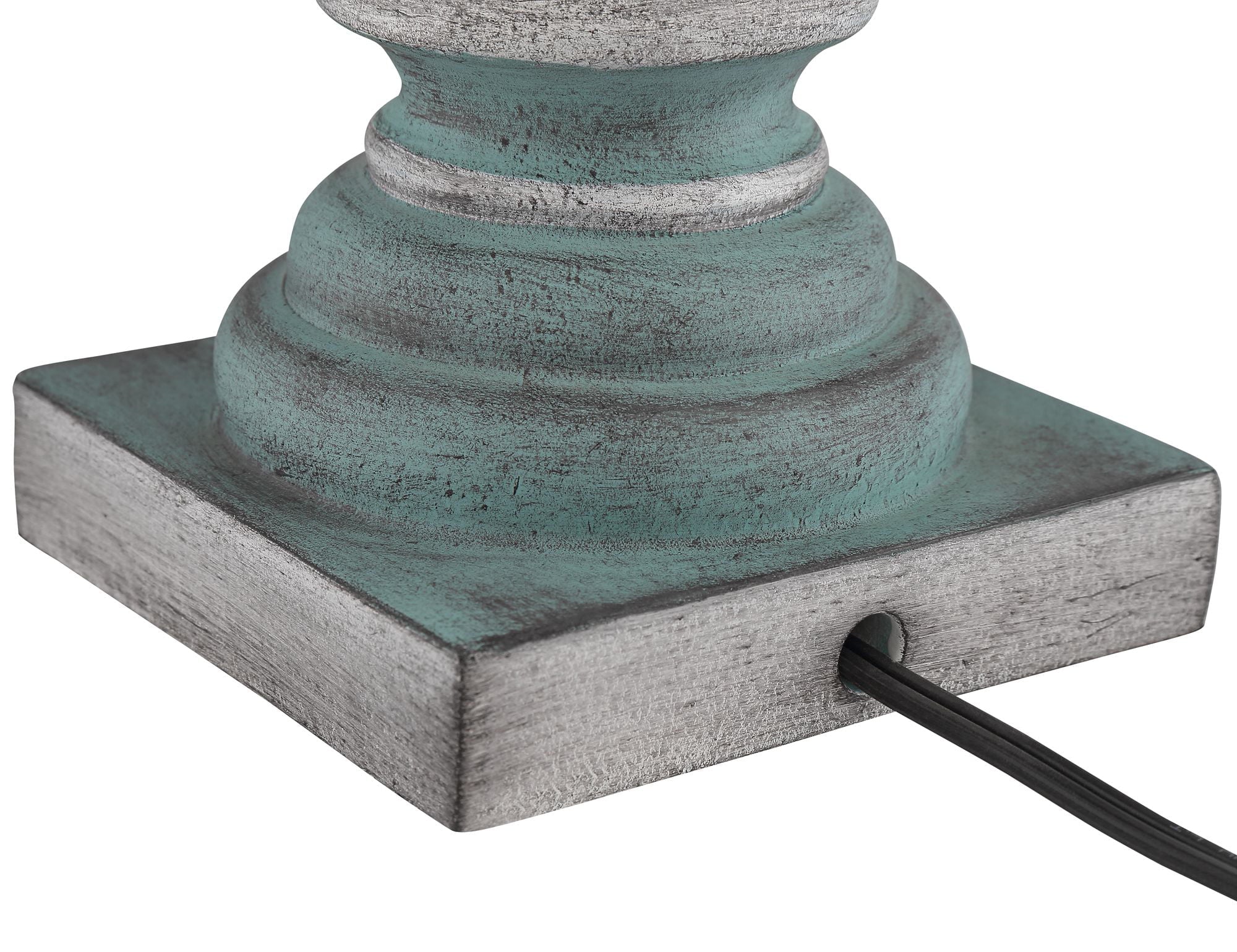 Set of 2 Blue Gray Washed Black Faux Silk Drum Shade Table Lamps P79186
