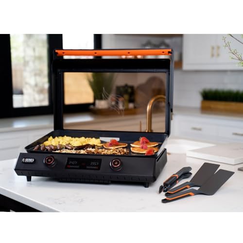 22-Inch Non Stick Ceramic Titanium Coated Stainless Steel Electric Griddle with Glass Hood K683920