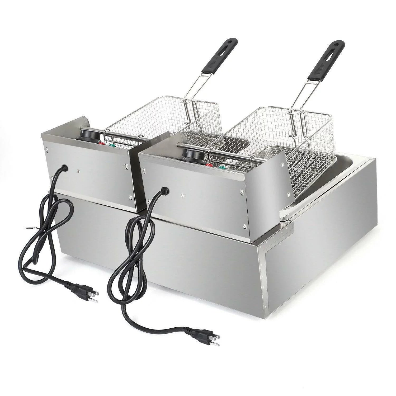 5000W 12L Stainless Steel Electric Deep Fryer with 2 Fry Baskets K7239