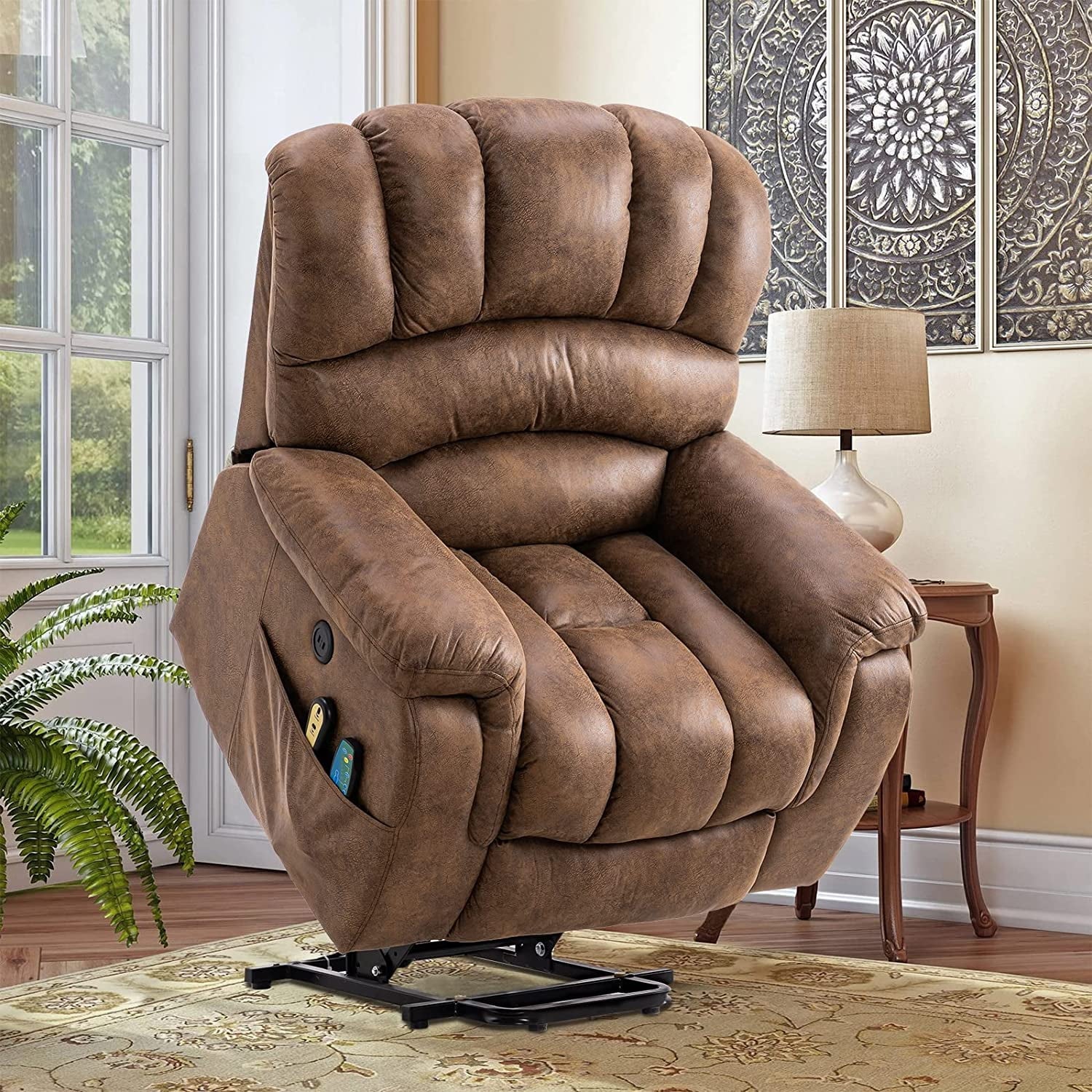 Large Power Lift Recliner Chair with Massage and Heat, Extra Wide Oversized Electric Recliner Y810600
